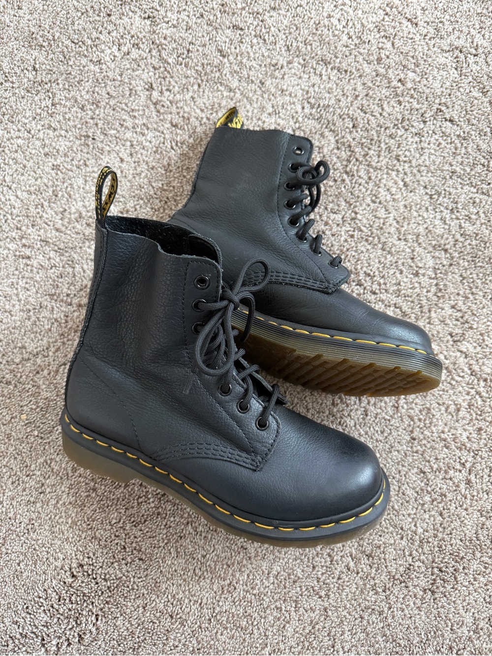 Dr. Martens Black Pascal Virginia 1460 Leather Lace-Up Boots Size 7